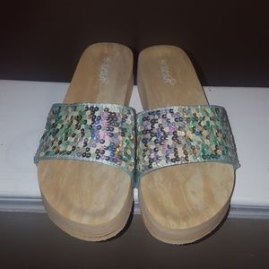 ECSA sequin covered sandals new never worn